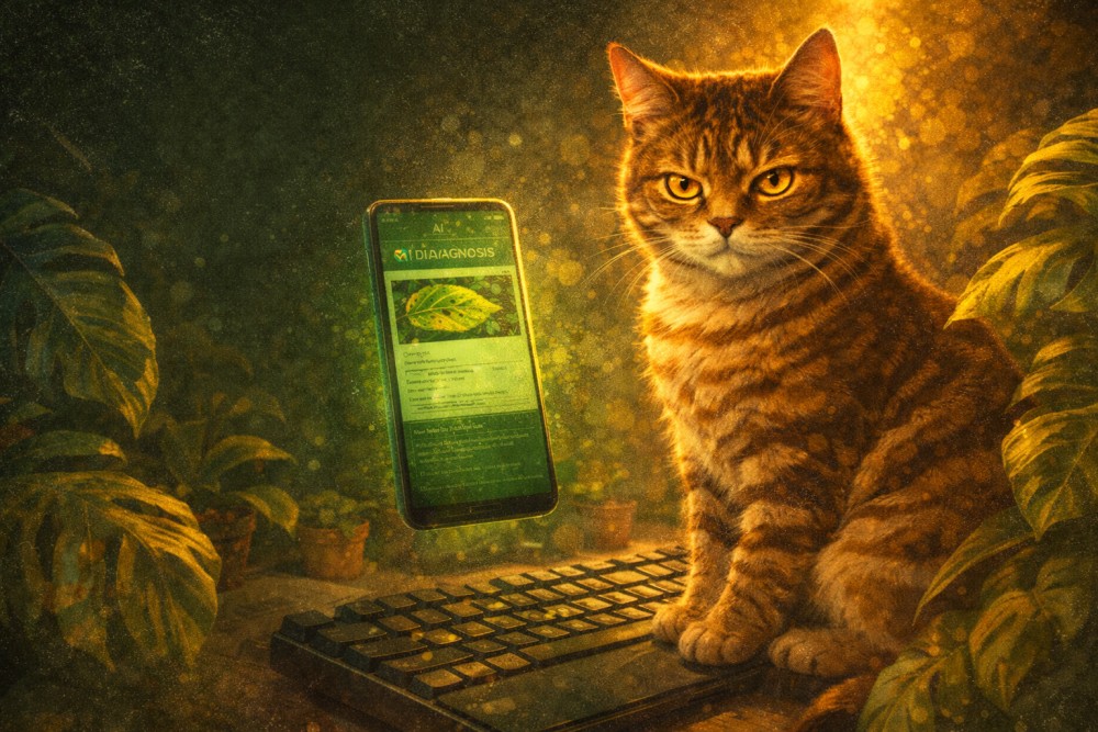 Jak wdrożyłem AI do diagnozy roślin, testowałem na cudzych problemach i dlaczego za jakość kodu odpowiada kotka o wiedźmińskim imieniu