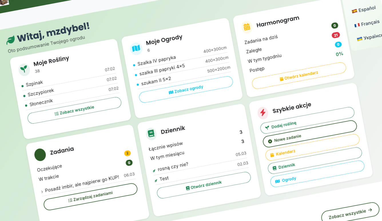 Twój ogród w jednym miejscu — poznaj nowy Dashboard w Zielnej Manufakturze